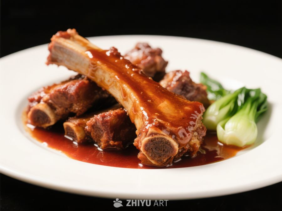 美味红烧排骨配青菜 552