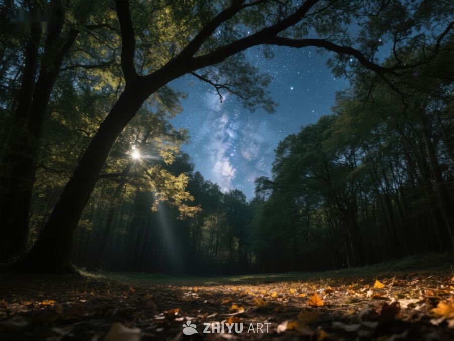 夜空下的森林小径 321