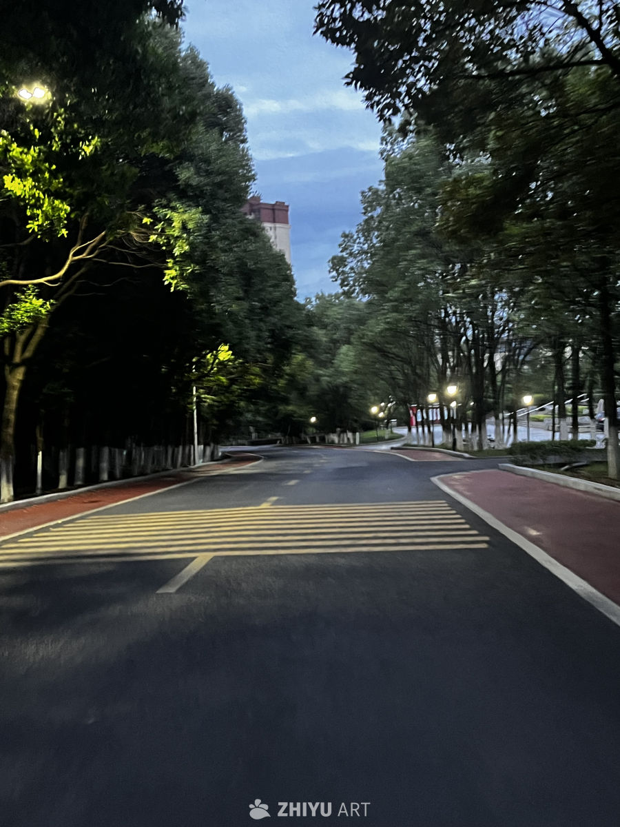 夜幕下的城市绿道