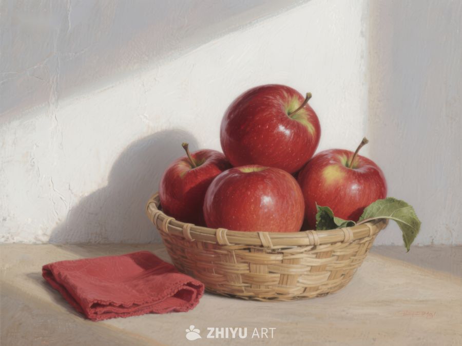 篮中红苹果静物画 198