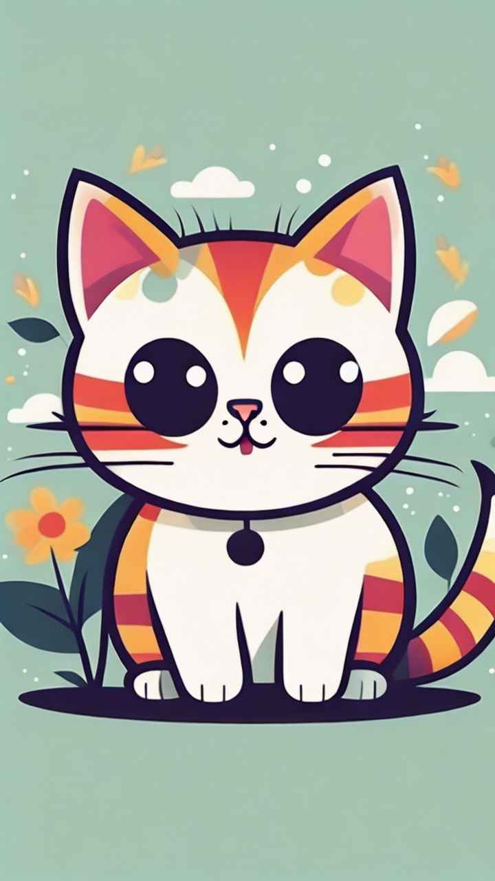 小花猫唯美插画 94