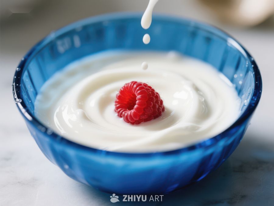 酸奶碗中滴落奶油与覆盆子 526