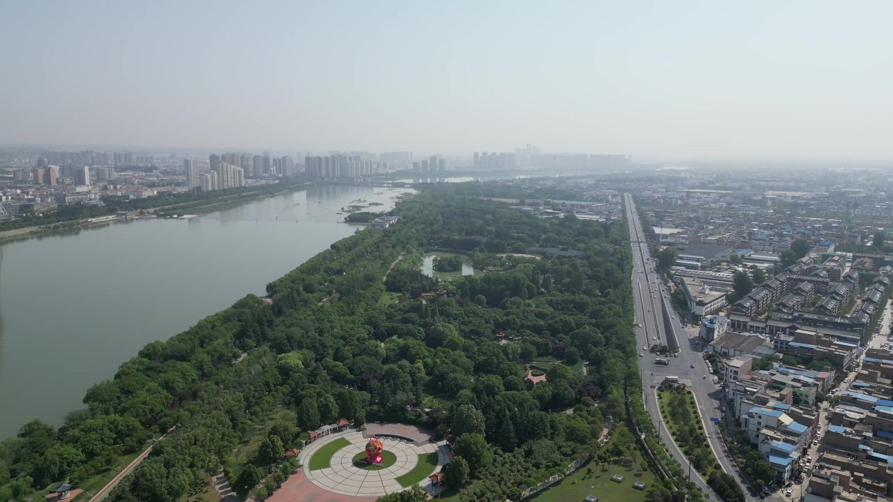 河南洛阳城市风光旅游景区航拍 