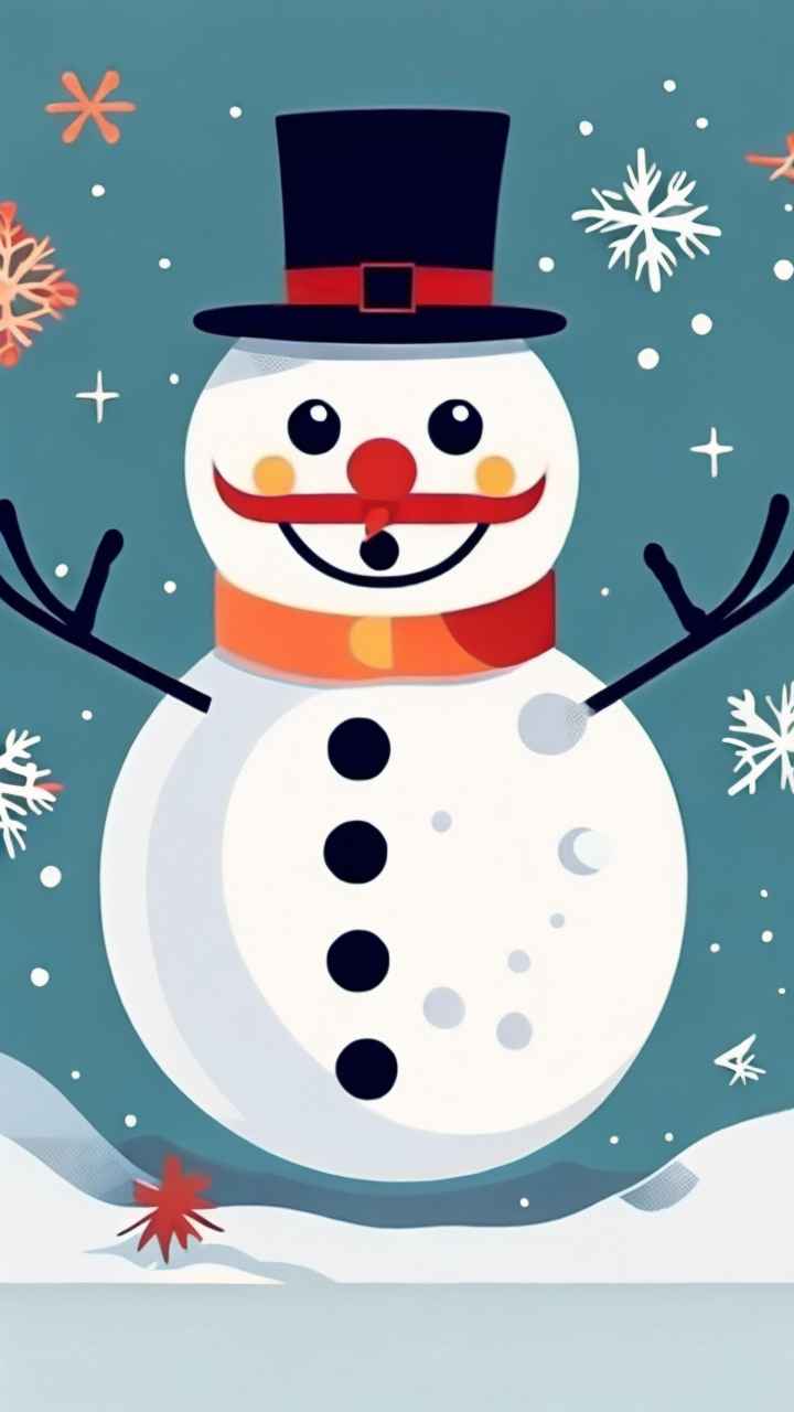 冬季插画雪人堆 42