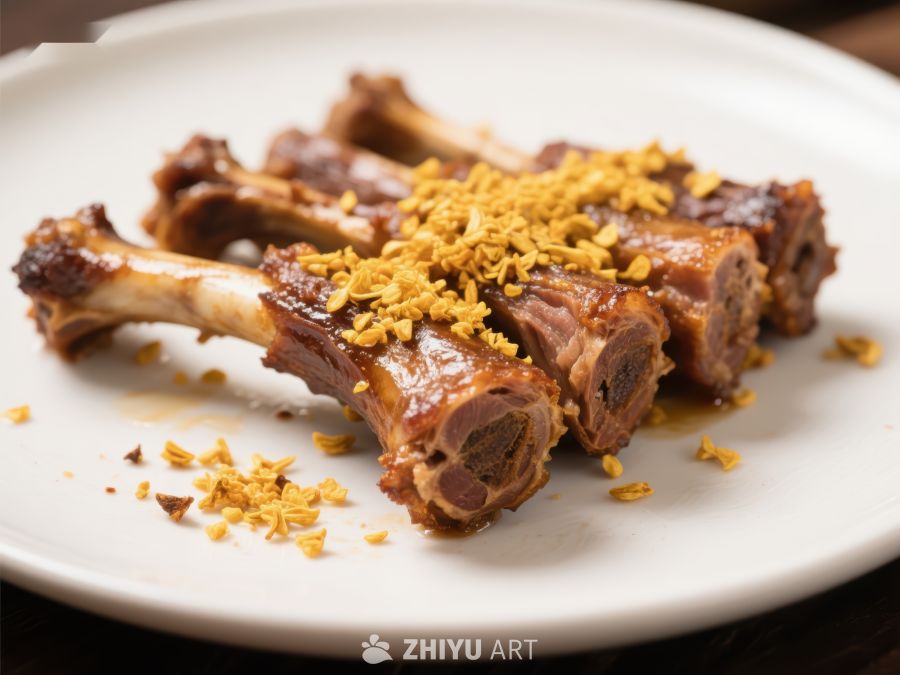 香酥排骨配金黄色碎屑