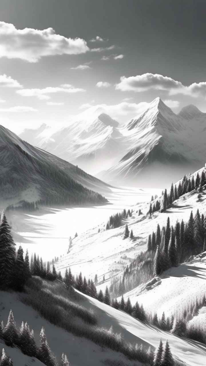 冬季背景图插画雪山雪景 103