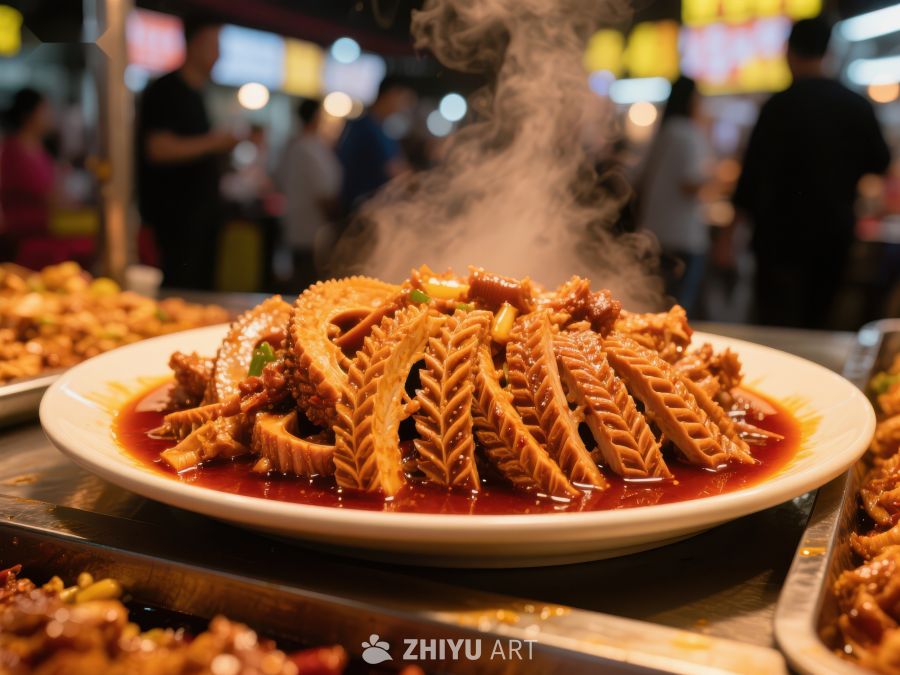 热气腾腾的麻辣牛肚美食 773