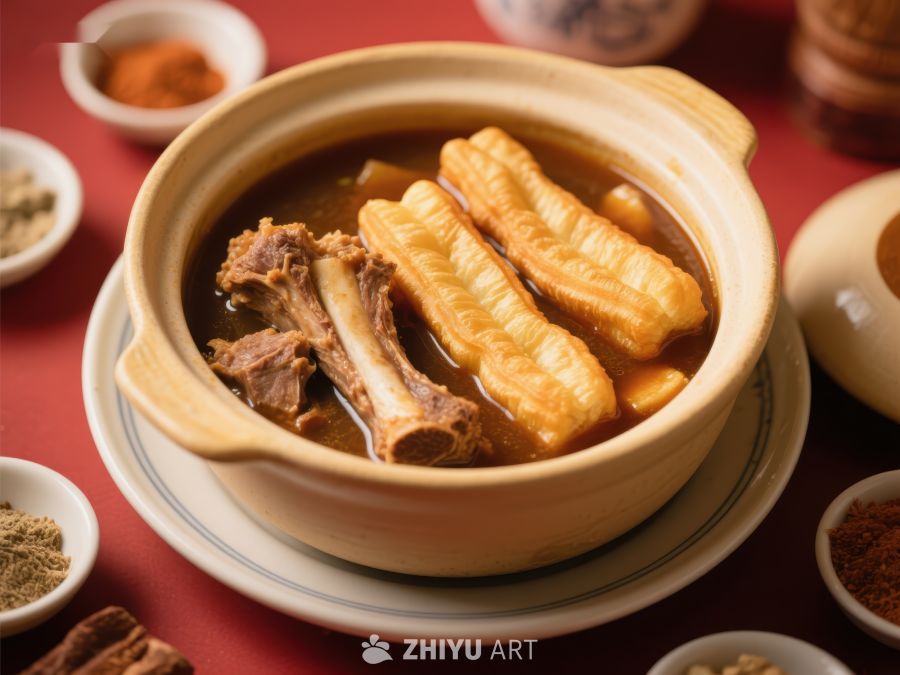 美味排骨炖油条，传统中式佳肴 433