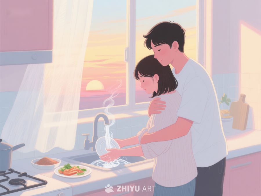 厨房温馨时刻：两人共洗碗 37