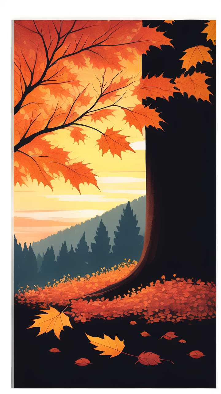 秋天插画叶子黄了