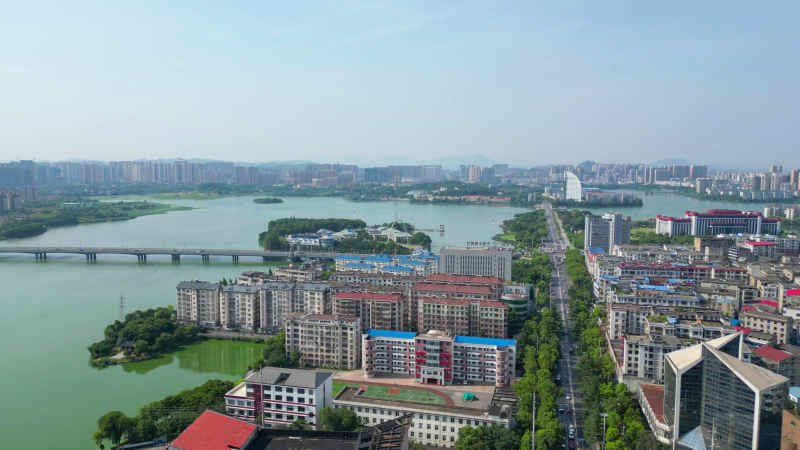 航拍湖北鄂州凤凰路 