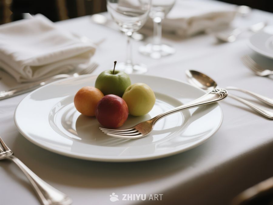 精致餐桌上的水果与餐具 282