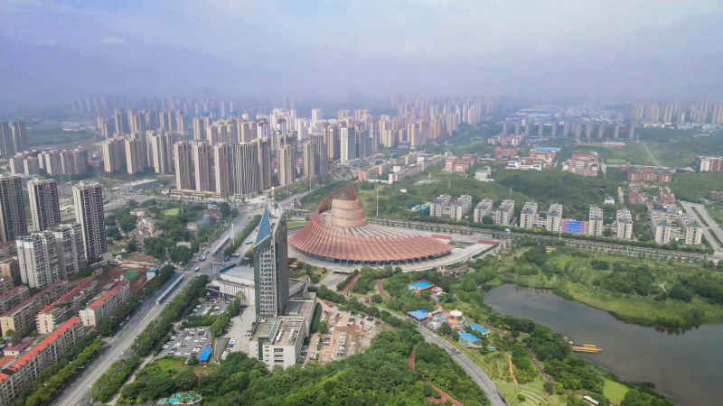 湖南株洲城市风光航拍 