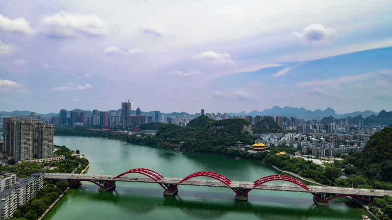 广西柳州城市风光航拍摄影图