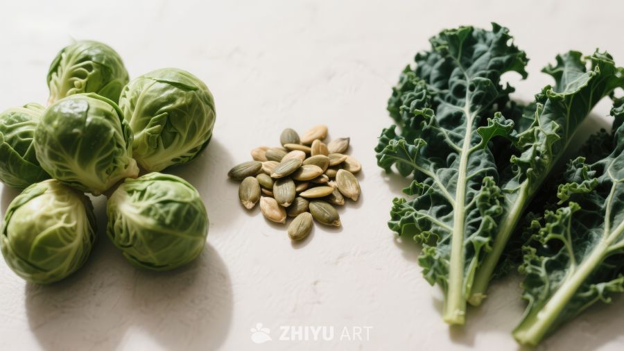 新鲜蔬菜与南瓜籽静物