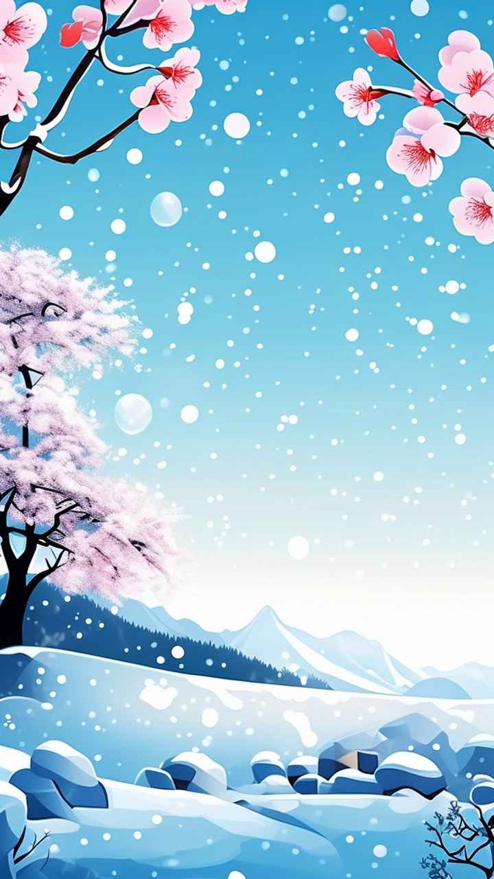 雪景唯美插画小屋 17