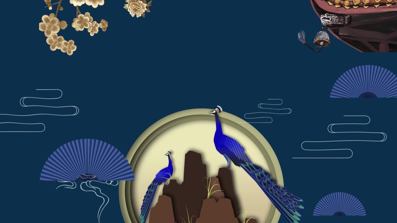 古风背景视频 中国风 意境春天 桃花 水墨 32