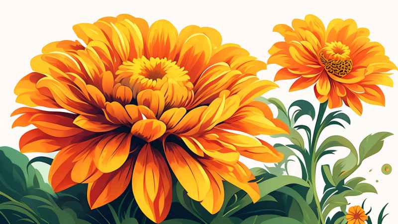 春季金盏菊扁平插画 13