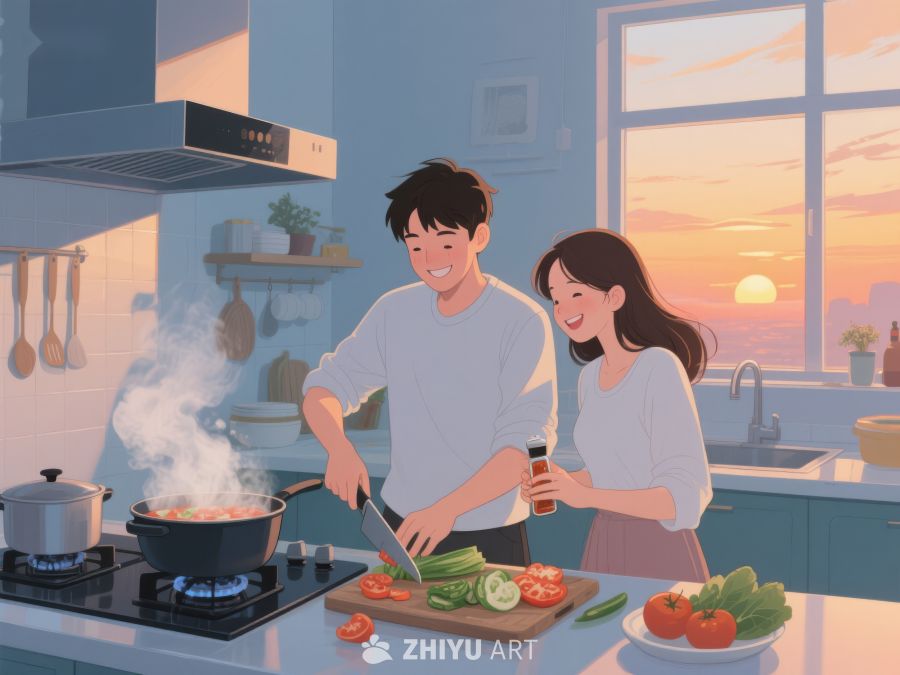 温馨厨房里的烹饪时光 722