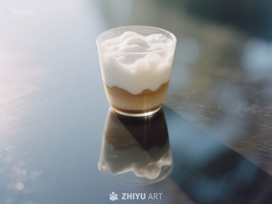 玻璃杯中的泡沫饮品