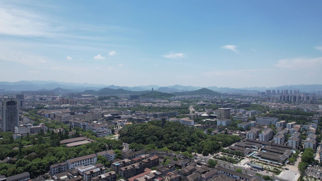 浙江绍兴城市建设城市风光航拍