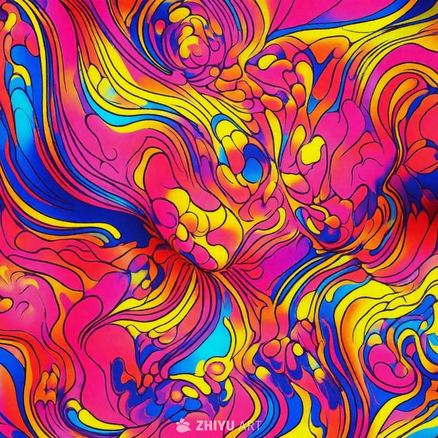 一个充满活力和色彩的抽象设计，类似于万花筒图案。设