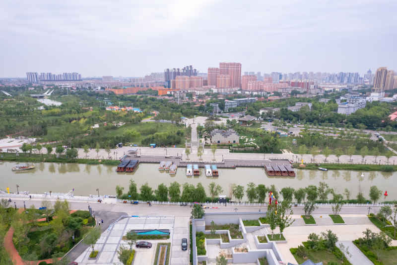 河北沧州城市风光地标建筑航拍图 