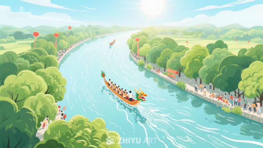 龙舟竞渡，两岸绿树成荫 268