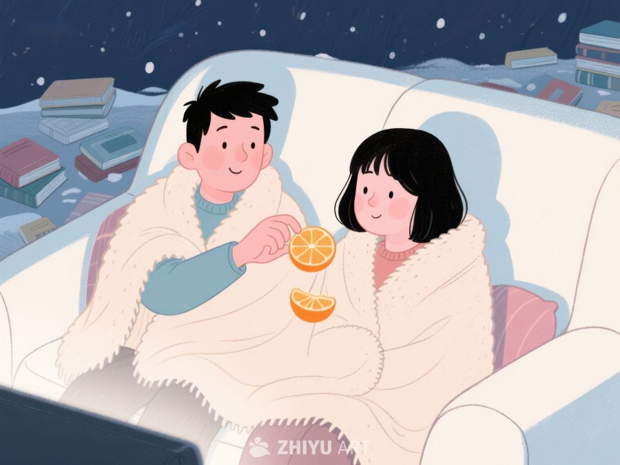 冬夜车内共享橙子的温馨时刻 156