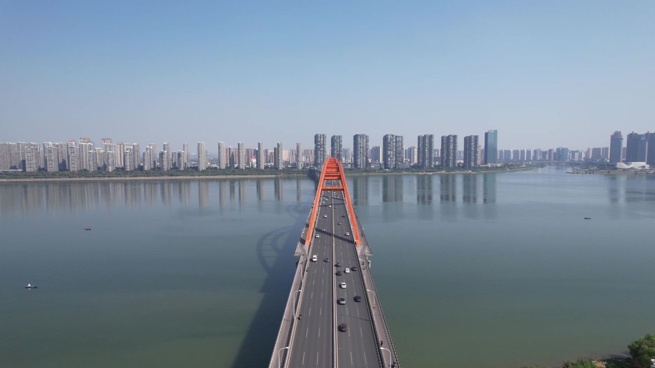 湖南长沙湘江福元路大桥航拍