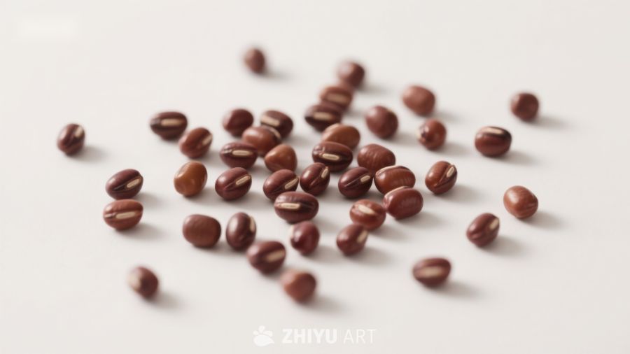 散落的红褐色豆粒