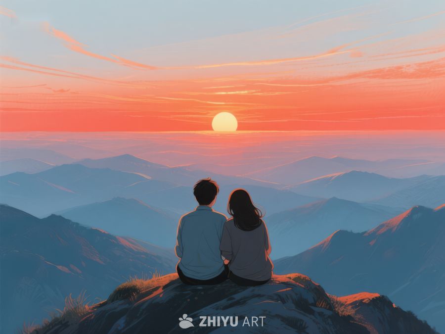 山顶观日落，情侣共赏美景 622