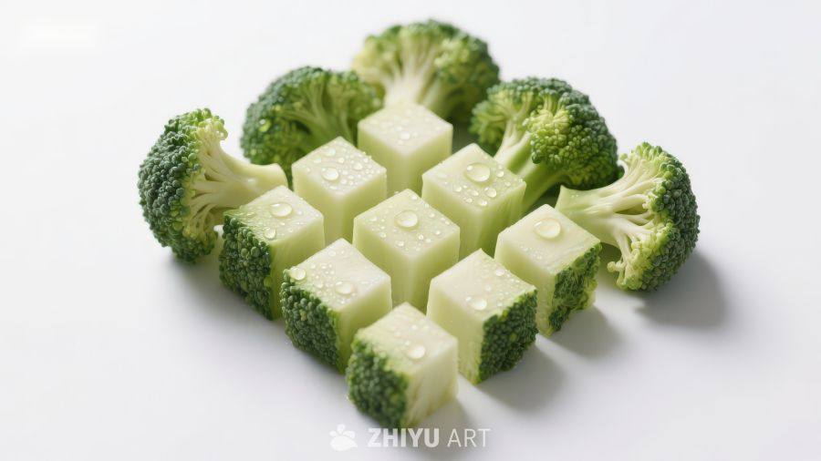 西兰花与蔬菜块排列组合