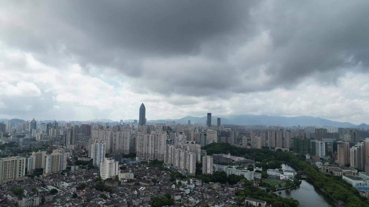 航拍浙江温州城市天际线温州大景温州鹿城区  