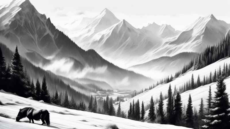 冬季背景图插画雪山雪景 81