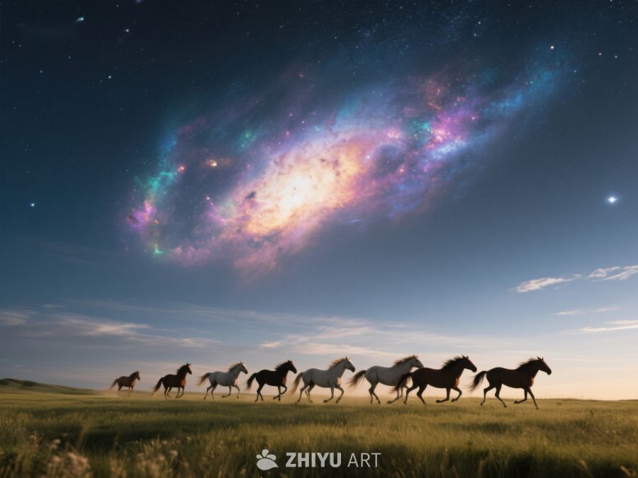星空下奔腾的马群 161