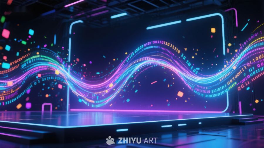 数字波浪与霓虹光影的科技舞台 510