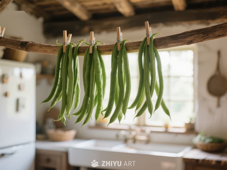 厨房悬挂的绿色豆角 131