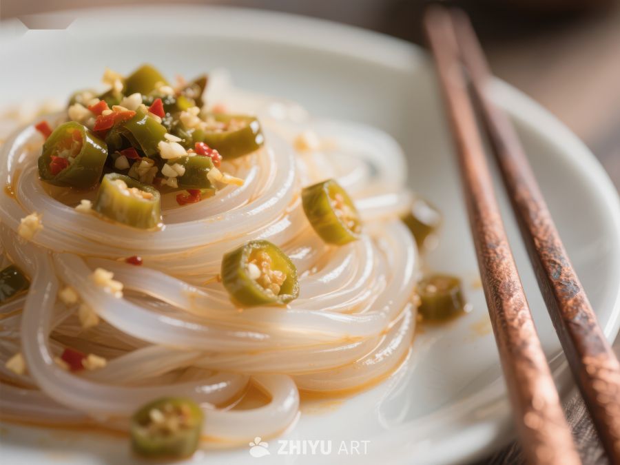 酸辣粉丝配青椒点缀 1414