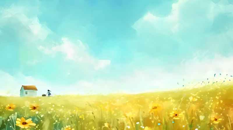 阳光的印象派丰富多彩水彩画 9