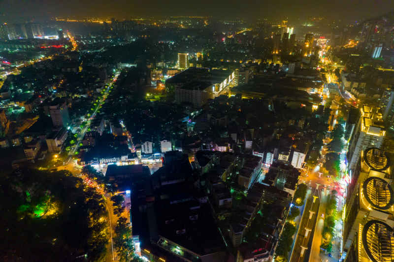 柳州夜景灯光柳江航拍摄影图