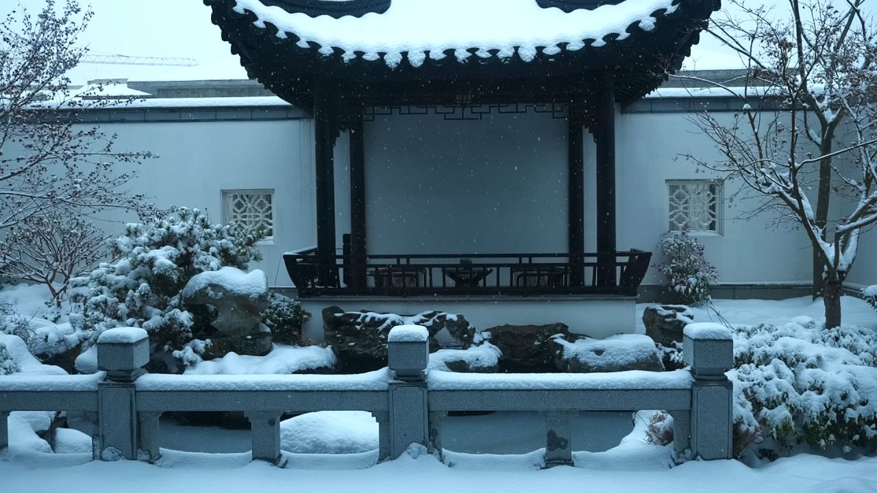 中式园林雪景 园林雪景 江南雪景 1