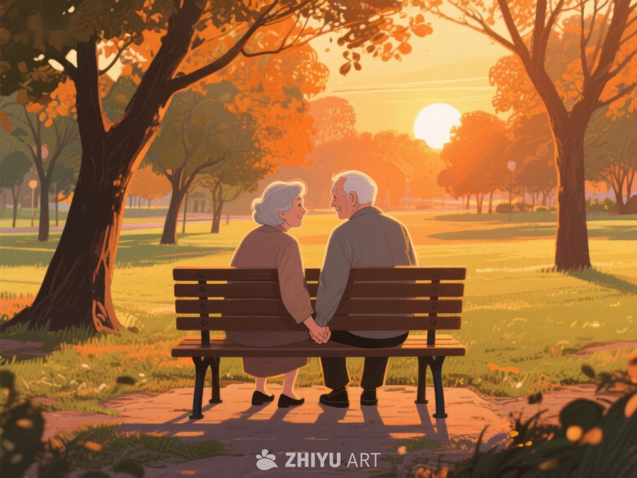 公园长椅上的老年夫妇 199