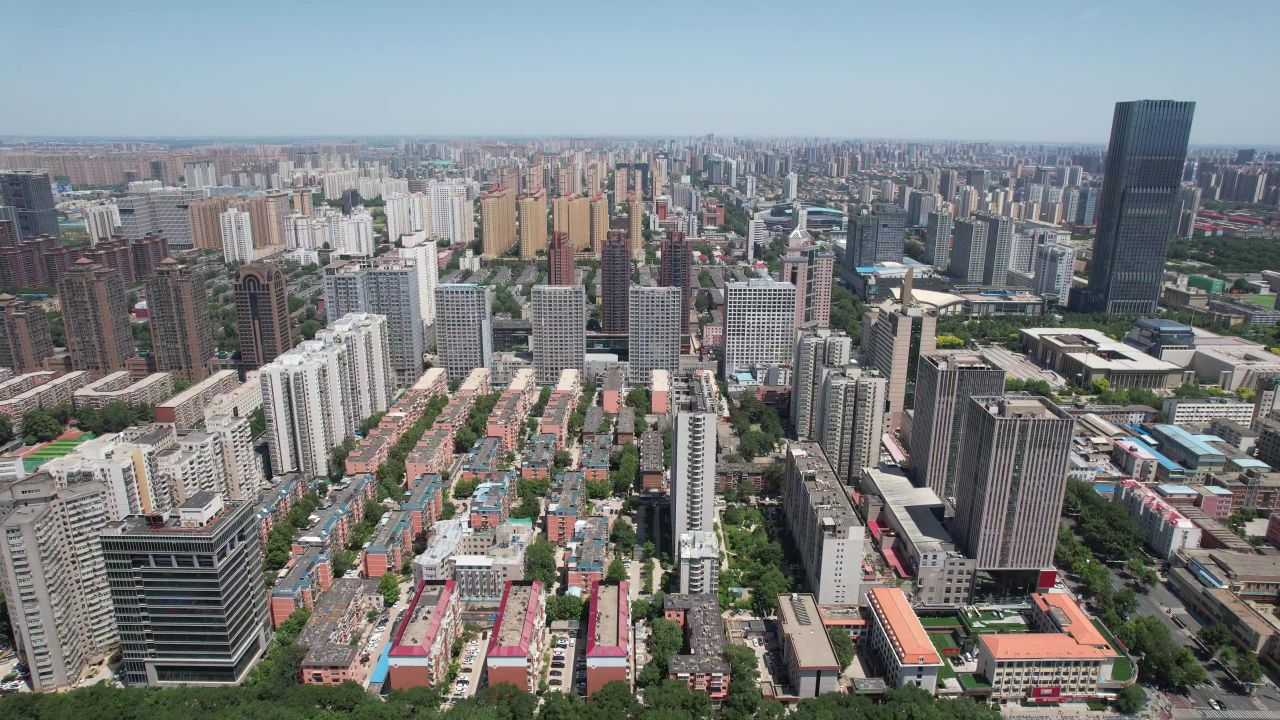 河北石家庄城市风光航拍 
