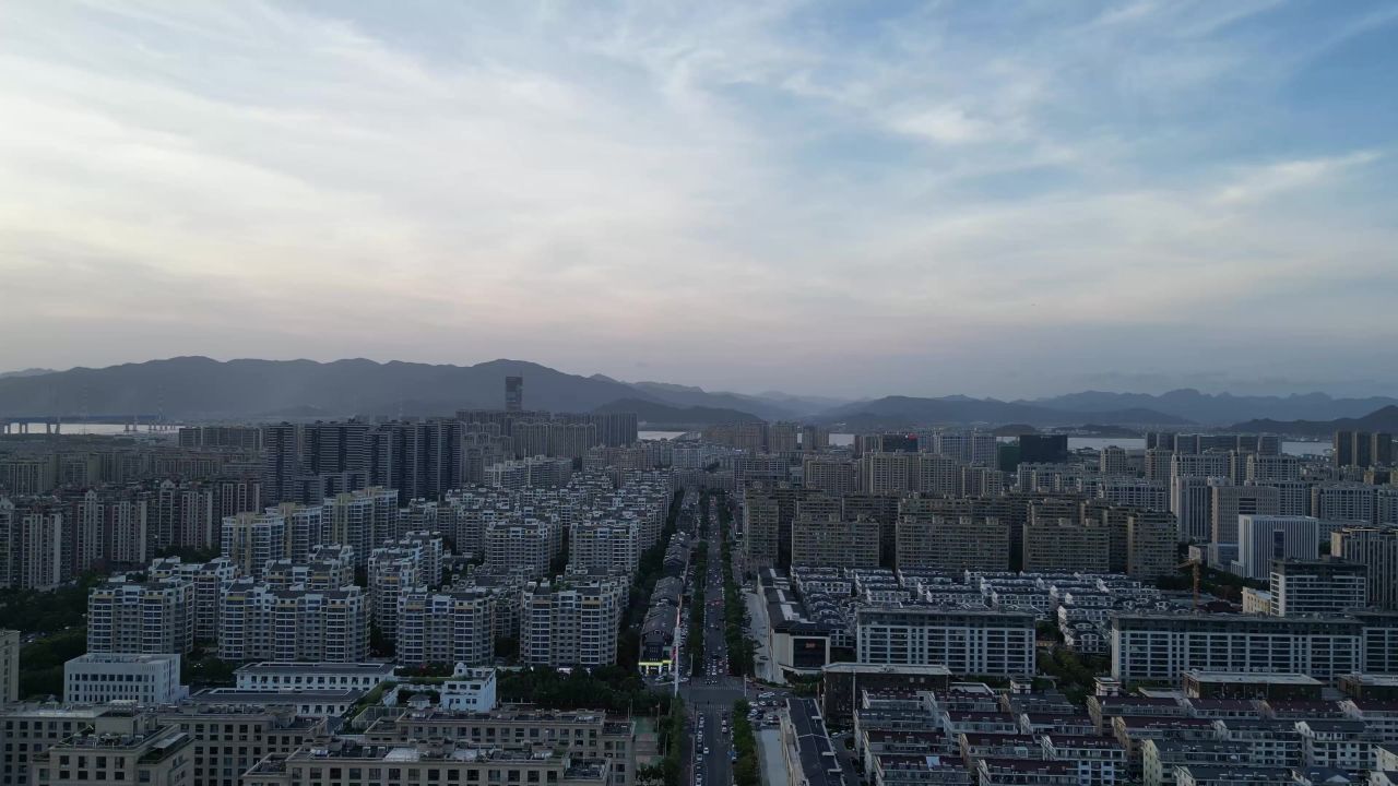 航拍浙江台州城市风光