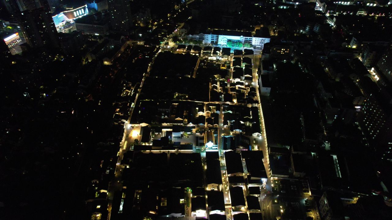 江苏常州城市夜景灯光航拍