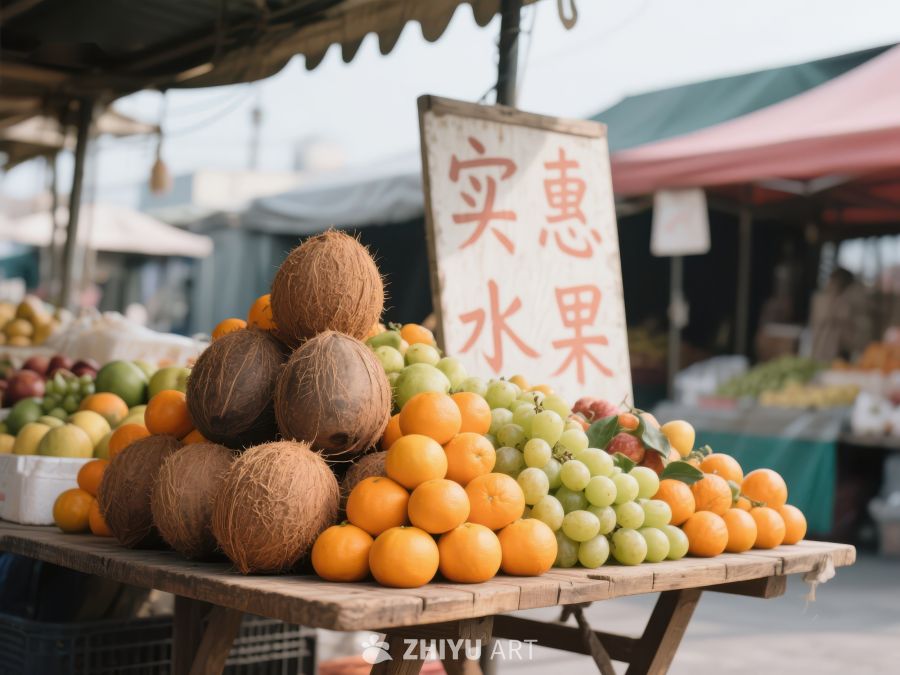 市场摊位上的新鲜水果展示 480