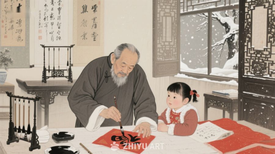 祖孙共书，温馨传承 1279