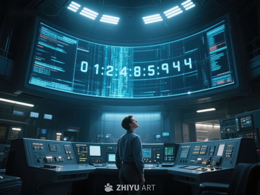 未来控制室中的数字倒计时 474