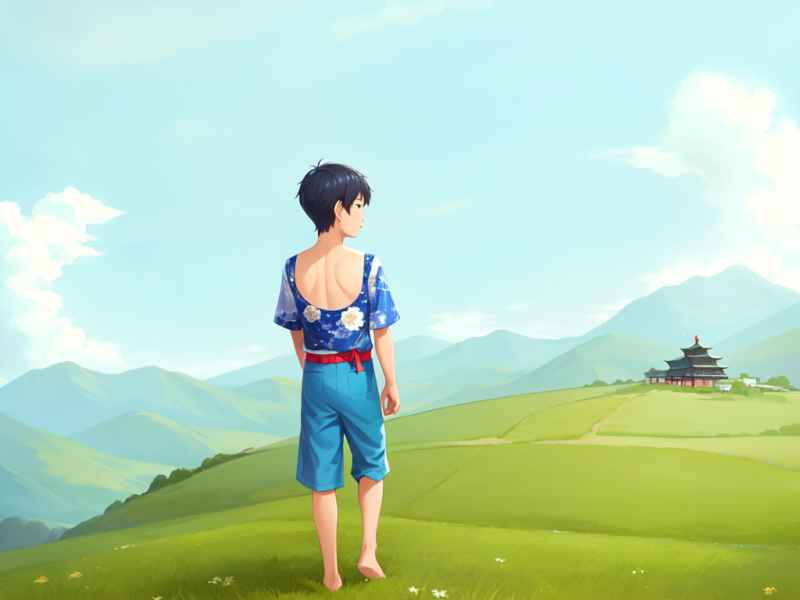 少数民族男子治愈插画